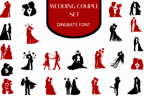 Wedding Couple Set: Elegant Dingbats for Romantic Designs